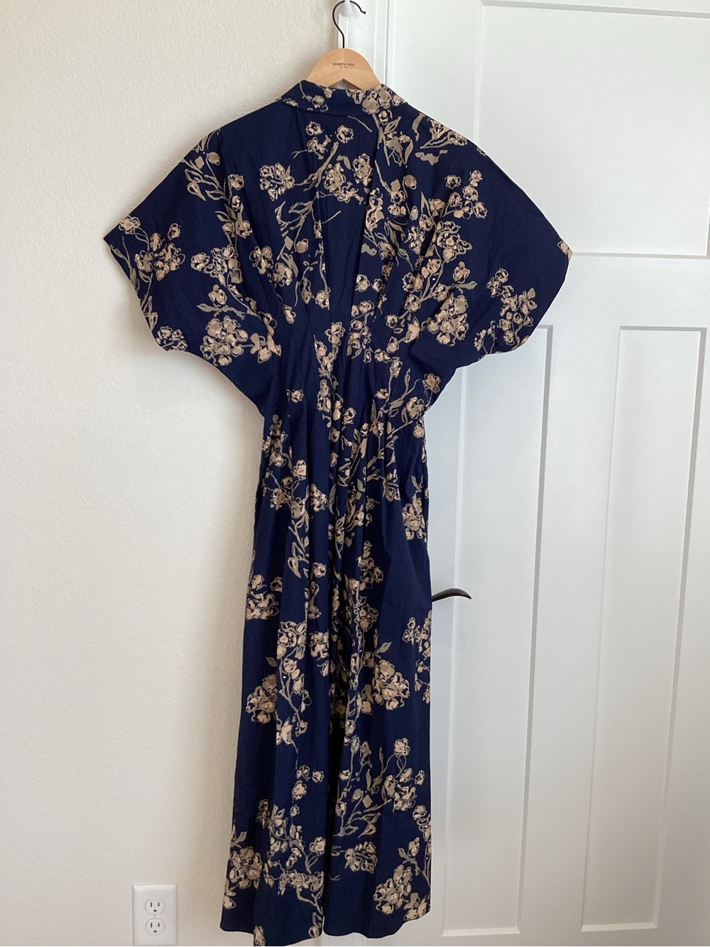 Exquise Tobie Short-Sleeve Midi Shirt Dress NEW Navy Blue Floral Anthropologie - Picture 10 of 15